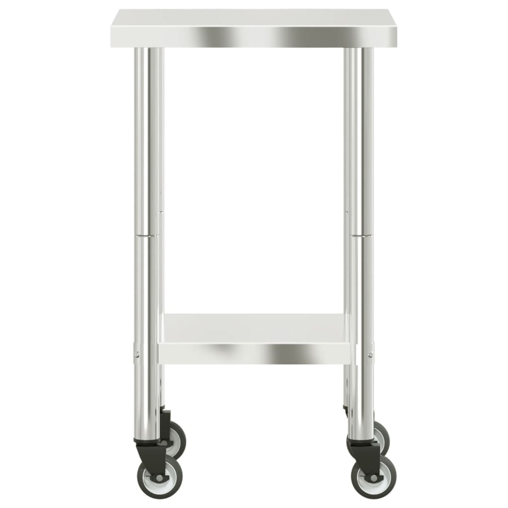 vidaXL Table de travail de cuisine avec roues 55x55x85 cm inox