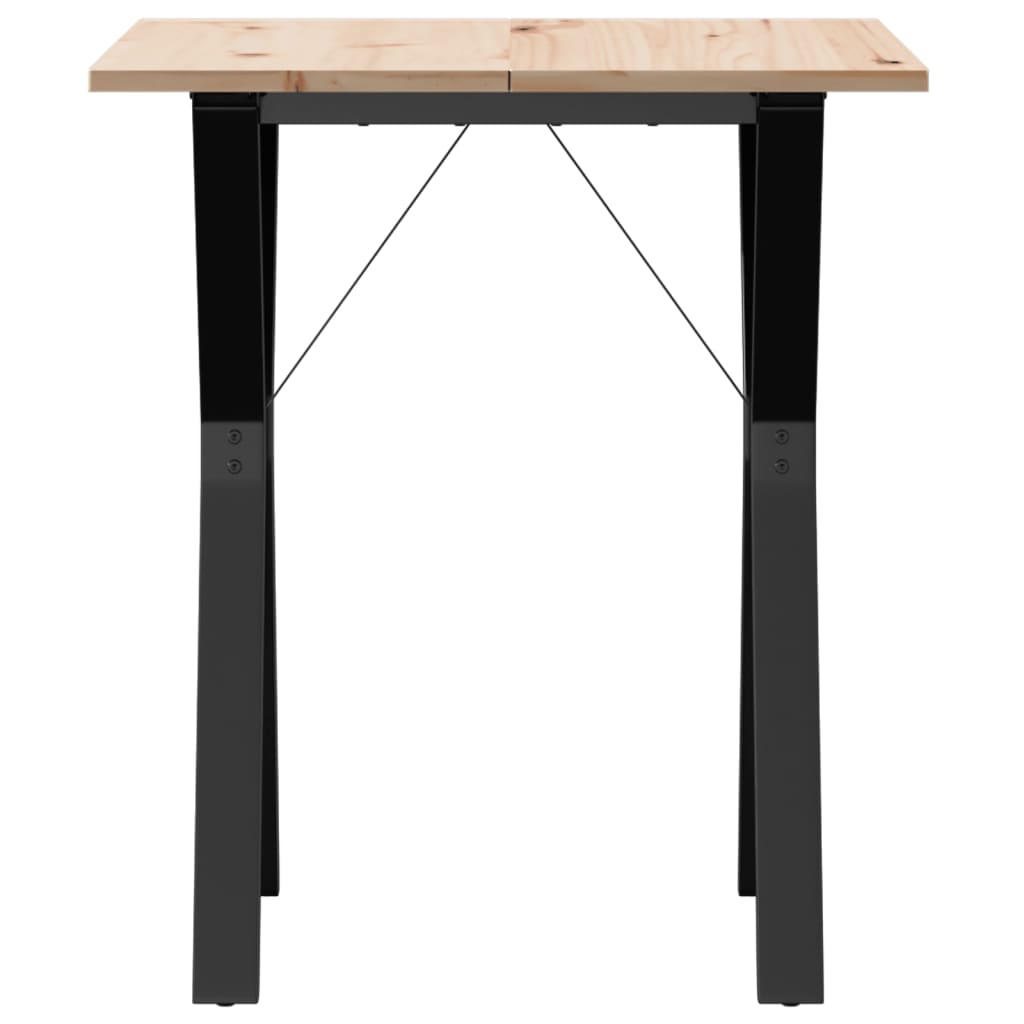 vidaXL Table à manger cadre en Y 70x70x75 cm bois de pin massif acier