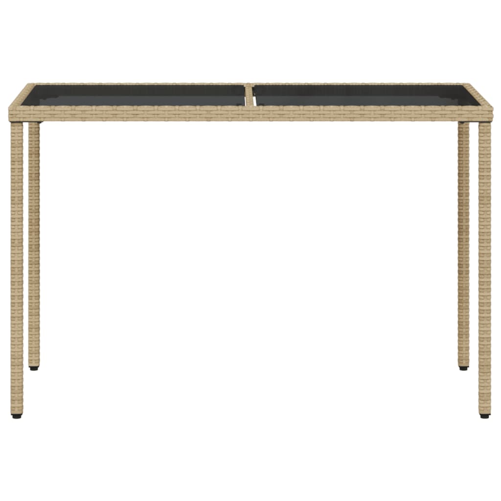 vidaXL Table de jardin dessus en verre beige 115x54x74 cm poly rotin