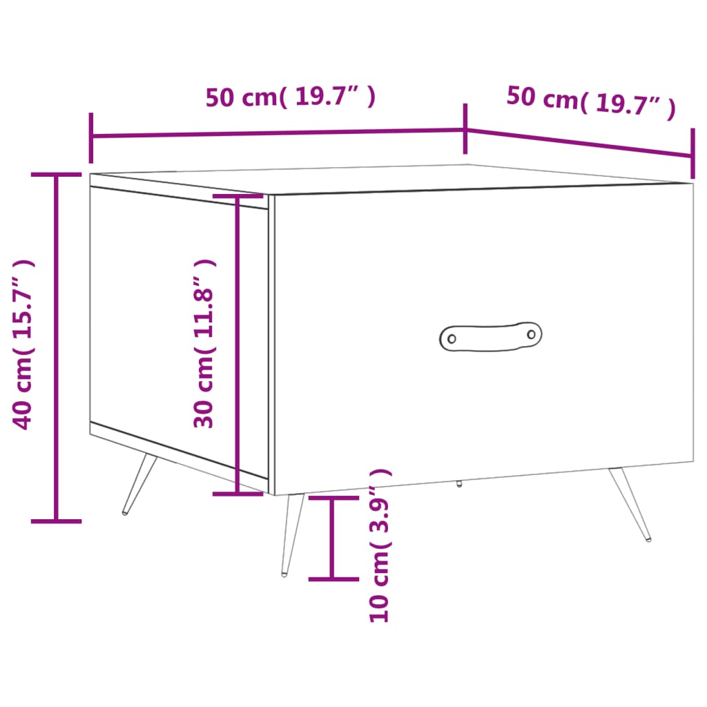 vidaXL Tables basses 2 pcs blanc brillant 50x50x40cm bois d'ingénierie