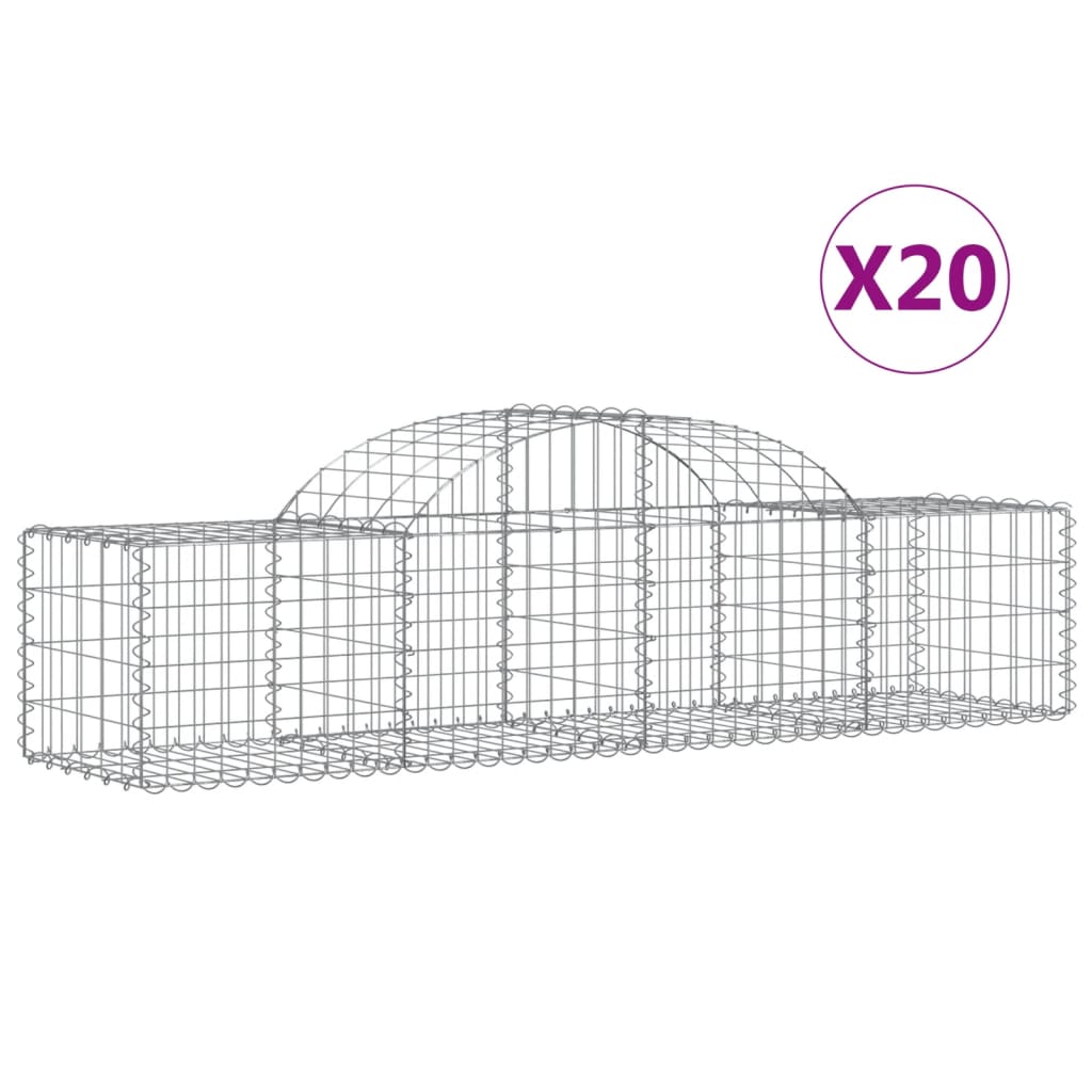 vidaXL Paniers à gabions arqués 20 pcs 200x50x40/60 cm fer galvanisé