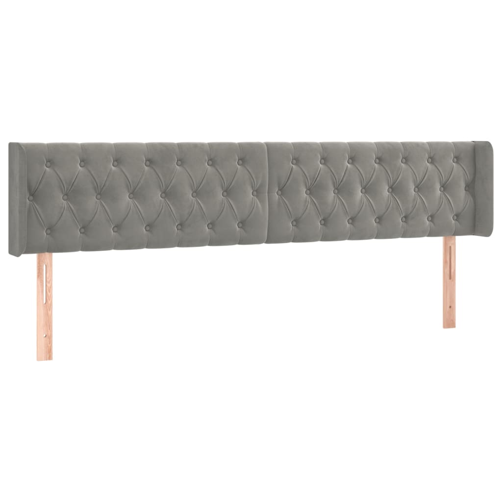 vidaXL Tête de lit à LED Gris clair 203x16x78/88 cm Velours