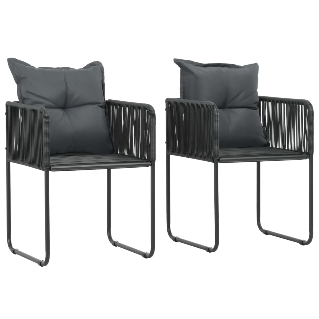 vidaXL Chaises d'extérieur lot de 2 avec oreillers Résine tressée Noir