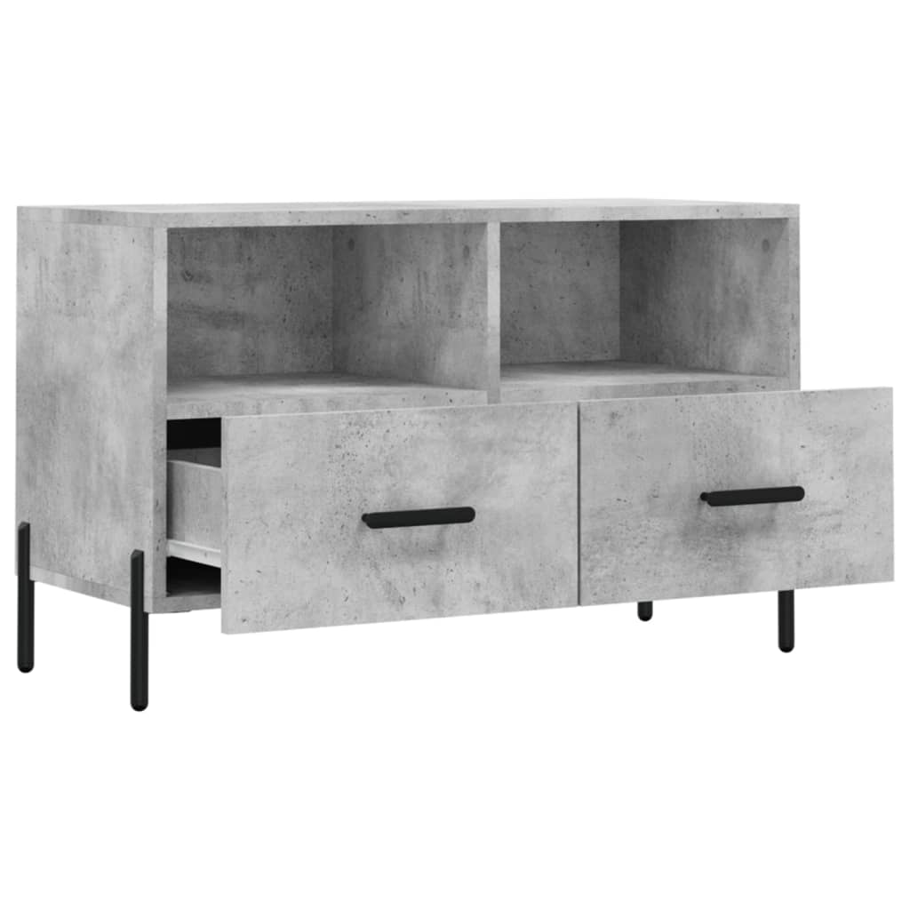 vidaXL Meuble TV Gris béton 80x36x50 cm Bois d'ingénierie