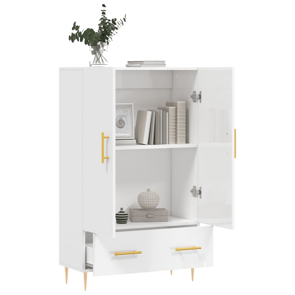 vidaXL Buffet haut blanc brillant 69,5x31x115 cm bois d'ingénierie