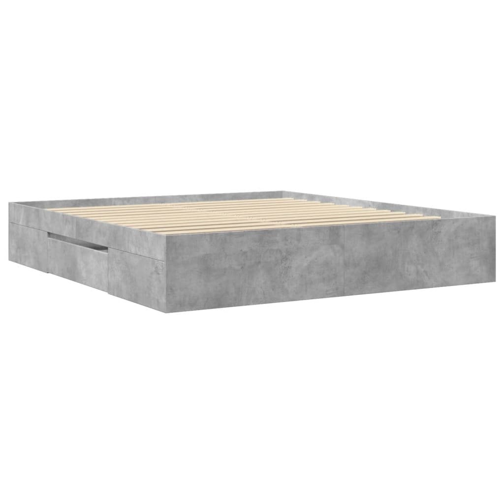 vidaXL Cadre de lit sans matelas gris béton 180x200 cm bois ingénierie