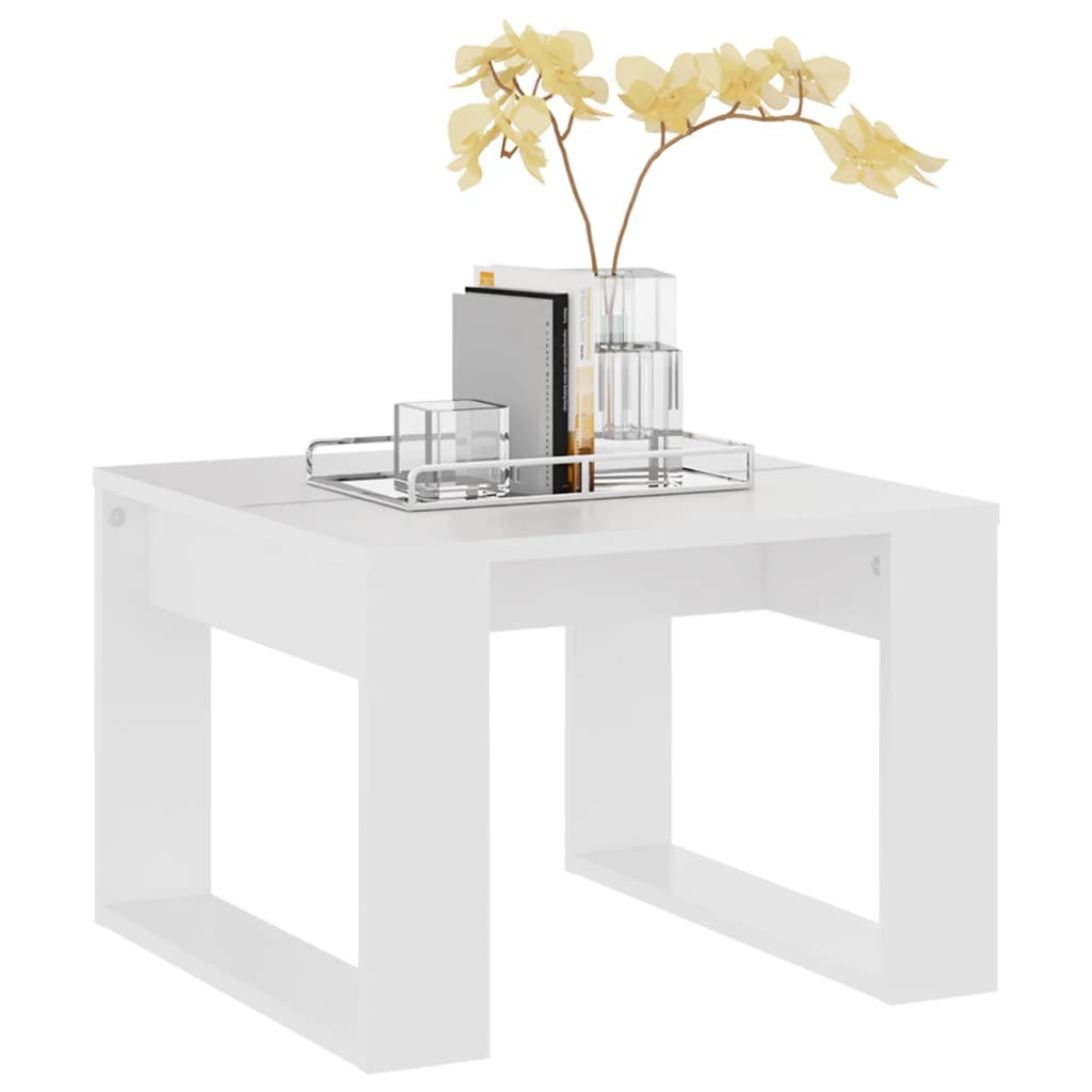 vidaXL Table d'appoint Blanc 50x50x35 cm Bois d’ingénierie