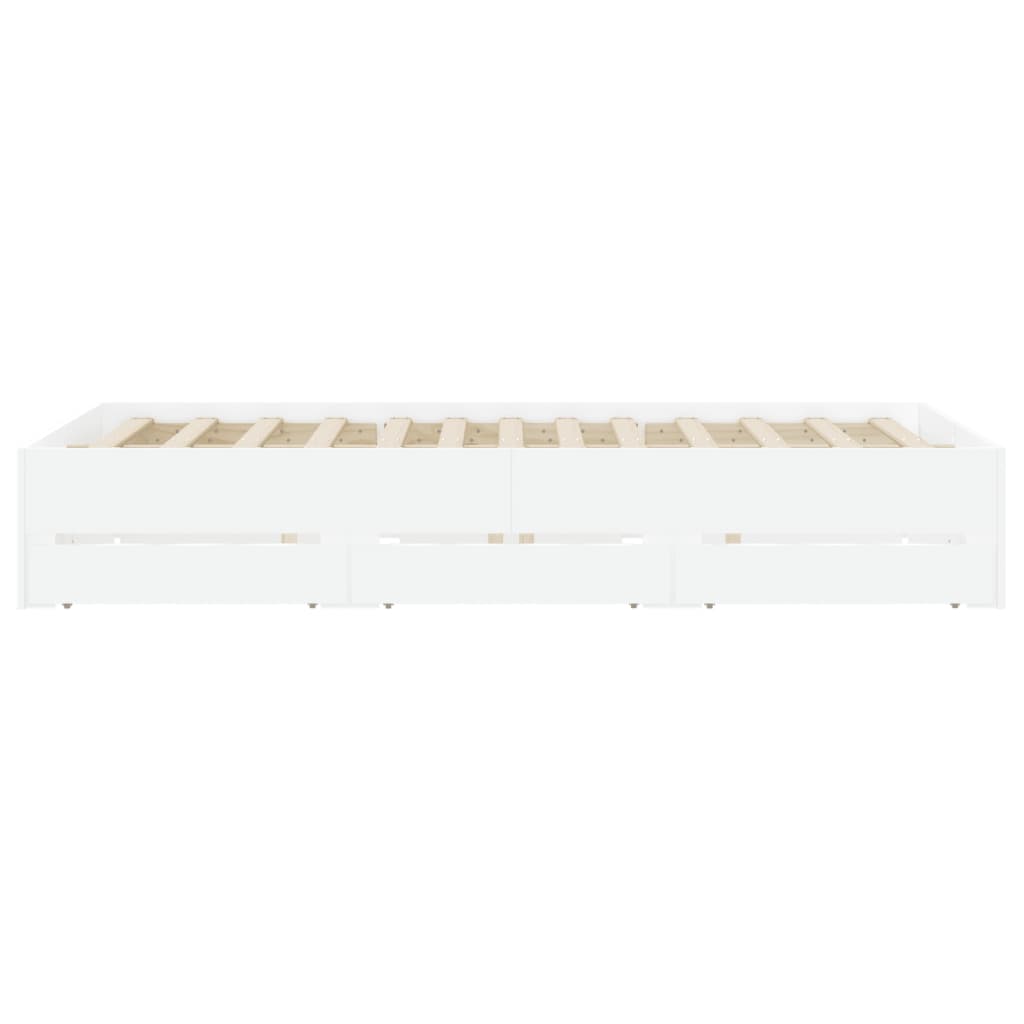 vidaXL Cadre de lit avec tiroirs sans matelas blanc 140x190 cm