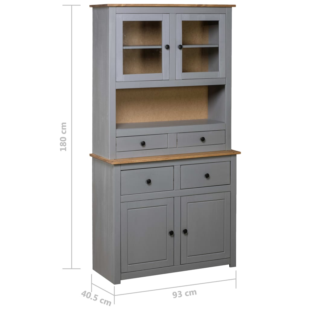 vidaXL Buffet haut Gris 93x40,5x180 cm Pin Gamme Panama