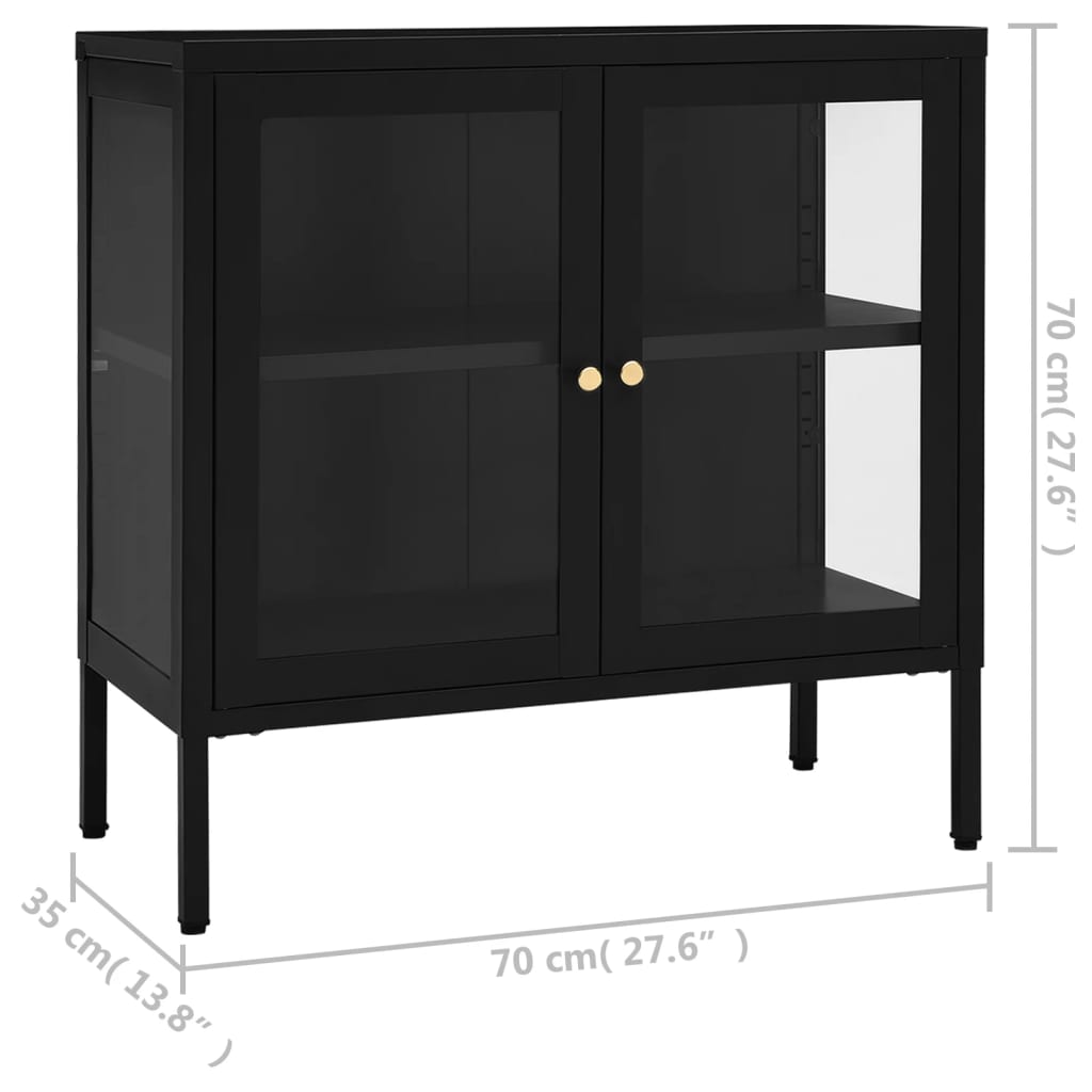 vidaXL Buffet Noir 70x35x70 cm Acier et verre