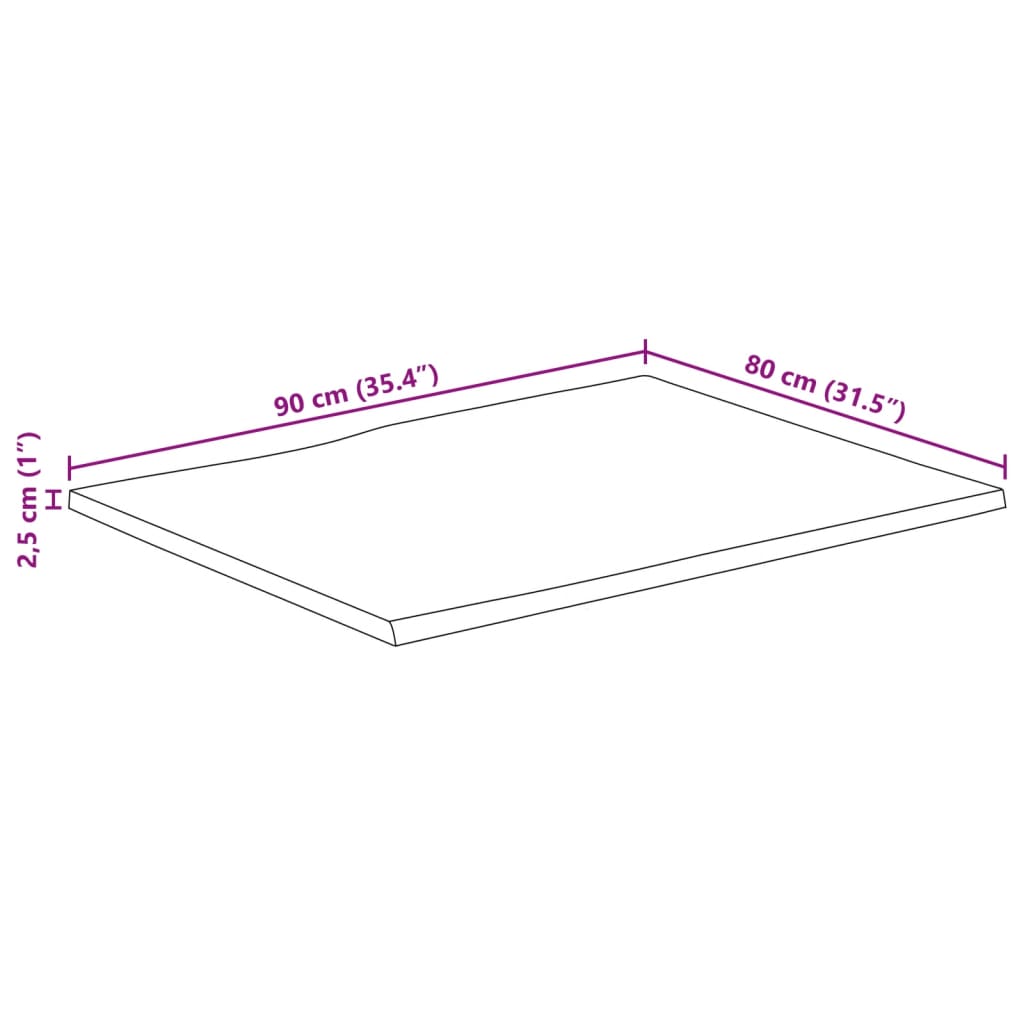 vidaXL Dessus de table 90x80x2,5 cm bord vivant bois massif manguier