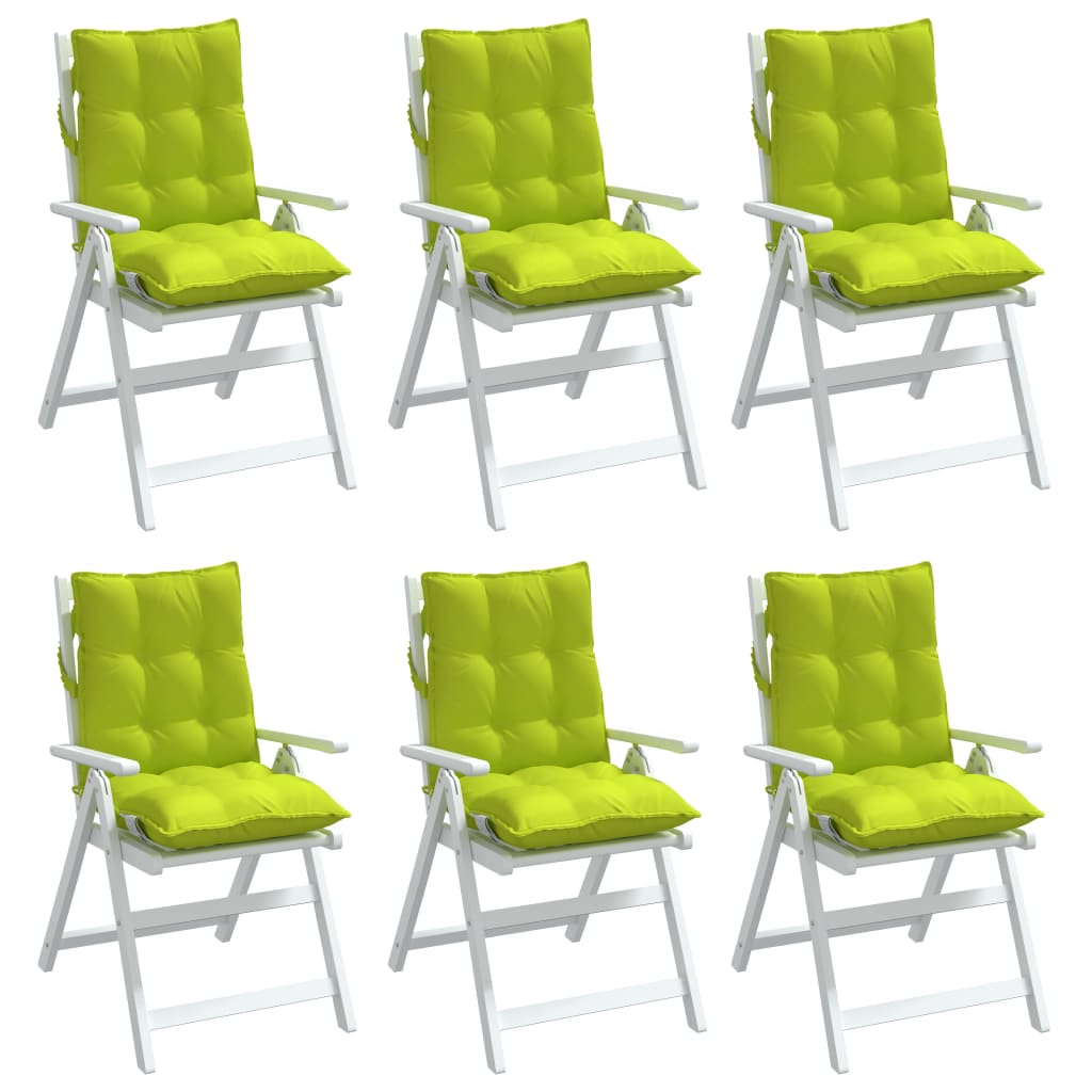 vidaXL Coussins de chaise à dossier bas lot de 6 vert vif