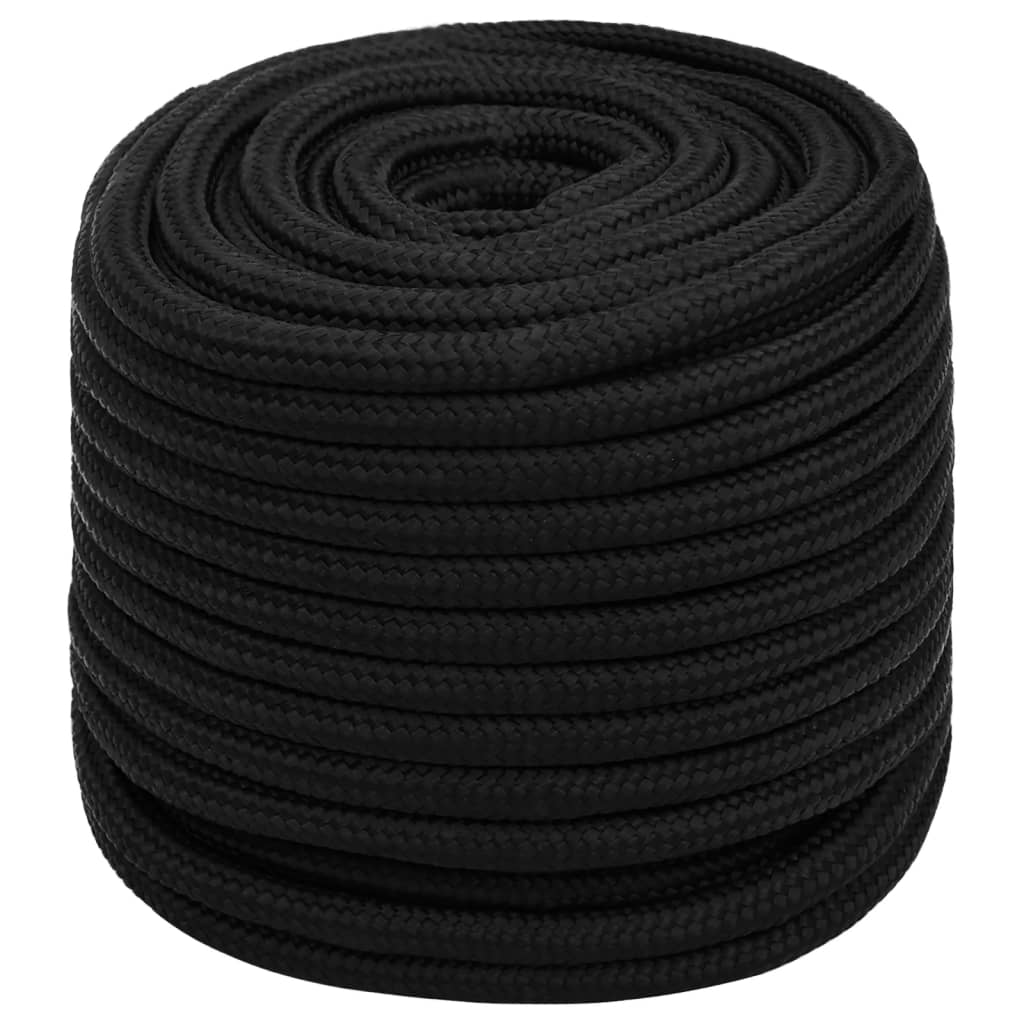 vidaXL Corde de travail Noir 16 mm 100 m Polyester