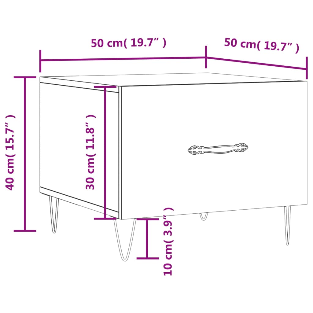 vidaXL Table basse blanc brillant 50x50x40 cm bois d'ingénierie