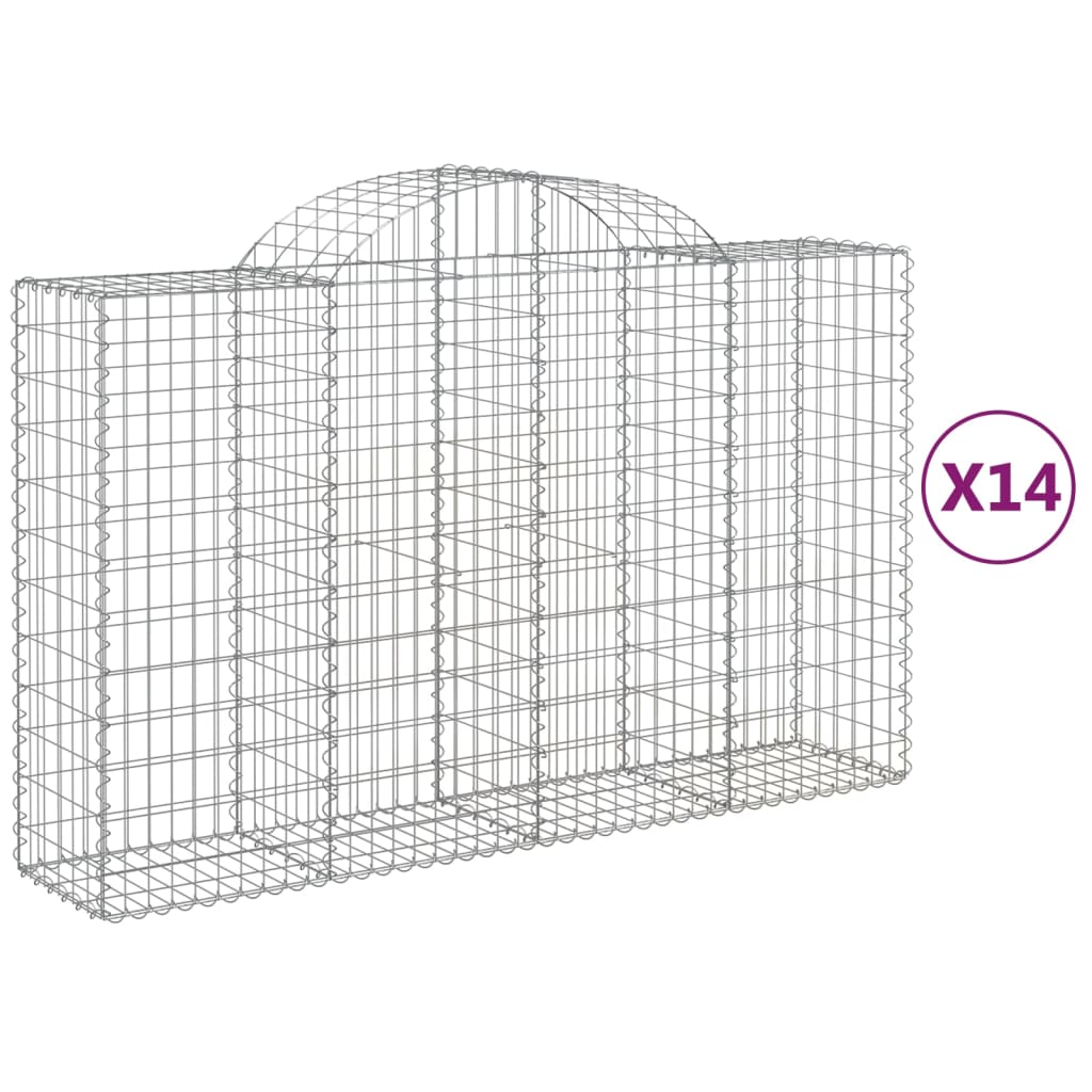 vidaXL Paniers à gabions arqués 14 pcs 200x50x120/140 cm Fer galvanisé