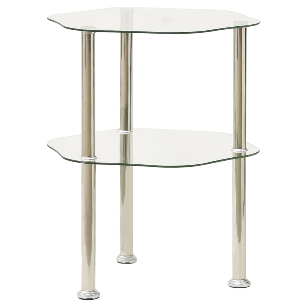 vidaXL Table d'appoint 2 niveaux Transparent 38x38x50 cm Verre trempé