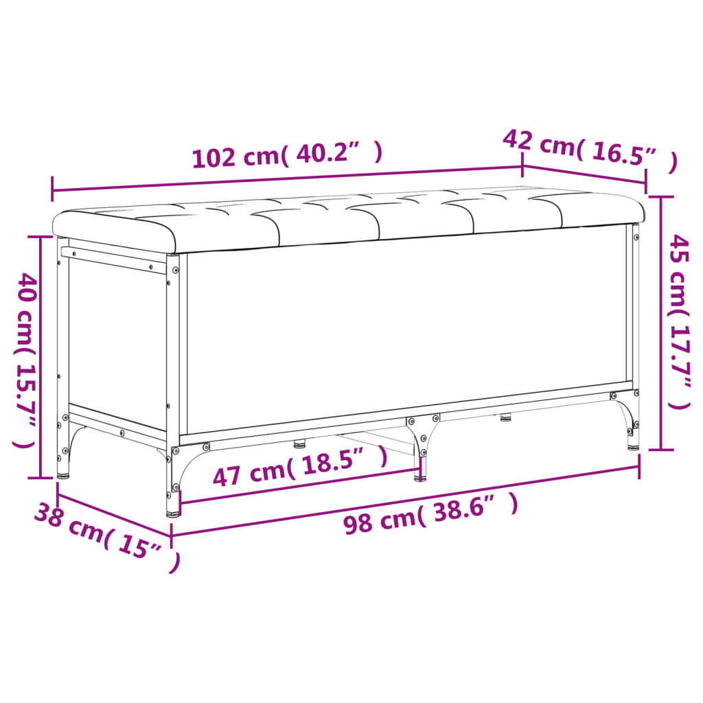 vidaXL Banc de rangement chêne sonoma 102x42x45 cm bois d'ingénierie