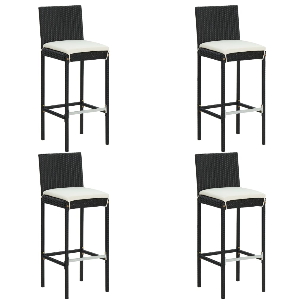 vidaXL Ensemble de bar de jardin avec coussins 5 pcs Noir