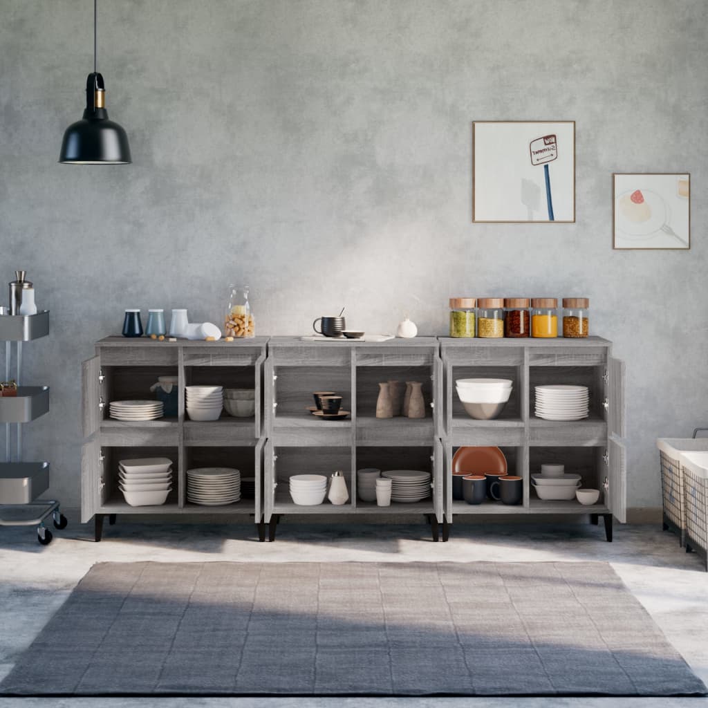 vidaXL Buffets 3 pcs sonoma gris 60x35x70 cm bois d'ingénierie