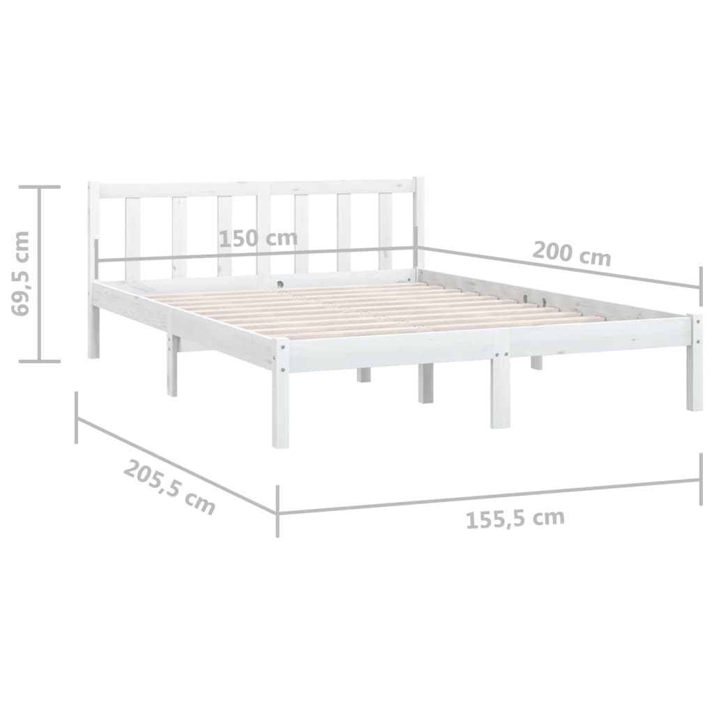 vidaXL Cadre de lit Blanc Bois de pin massif 150x200 cm Très grand