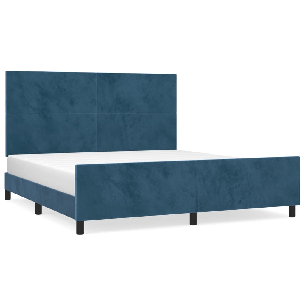 vidaXL Cadre de lit sans matelas bleu foncé 160x200 cm velours