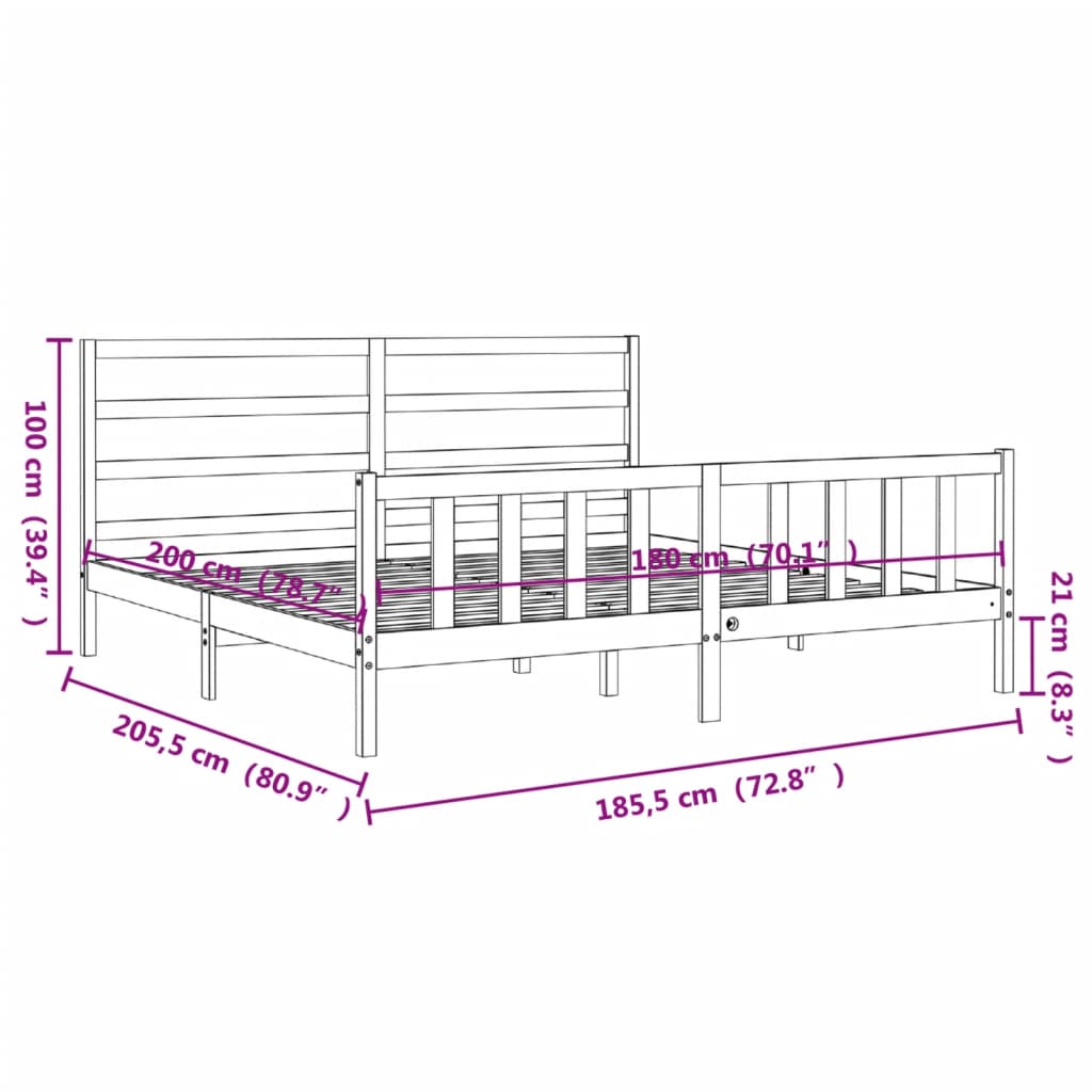 vidaXL Cadre de lit sans matelas blanc bois de pin massif