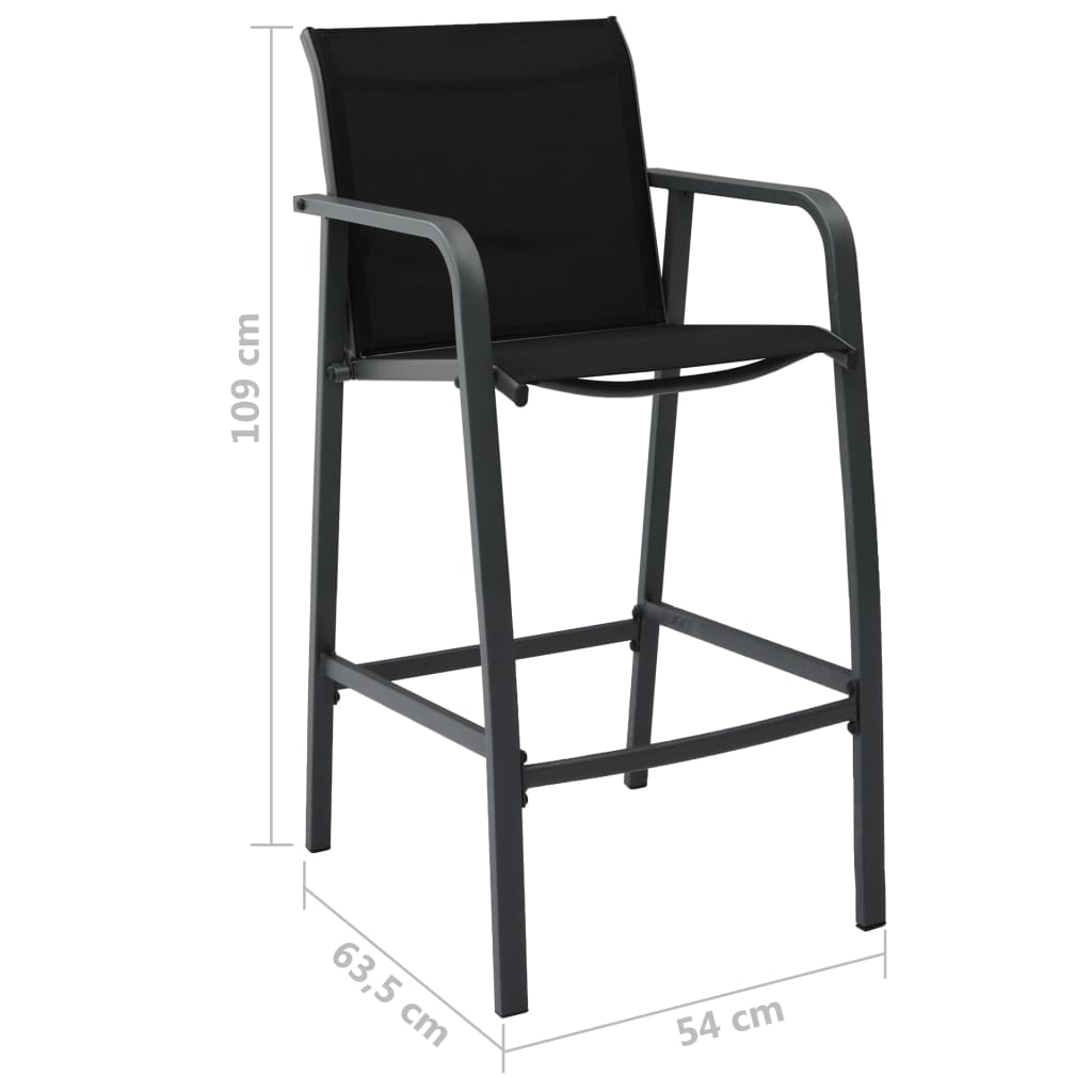 vidaXL Chaises de bar de jardin 4 pcs Noir Textilène