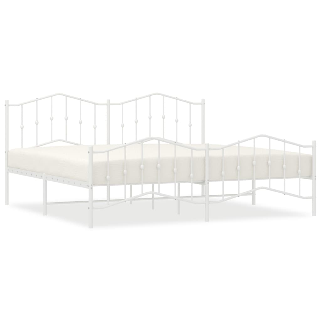 vidaXL Cadre de lit métal sans matelas et pied de lit blanc 193x203 cm