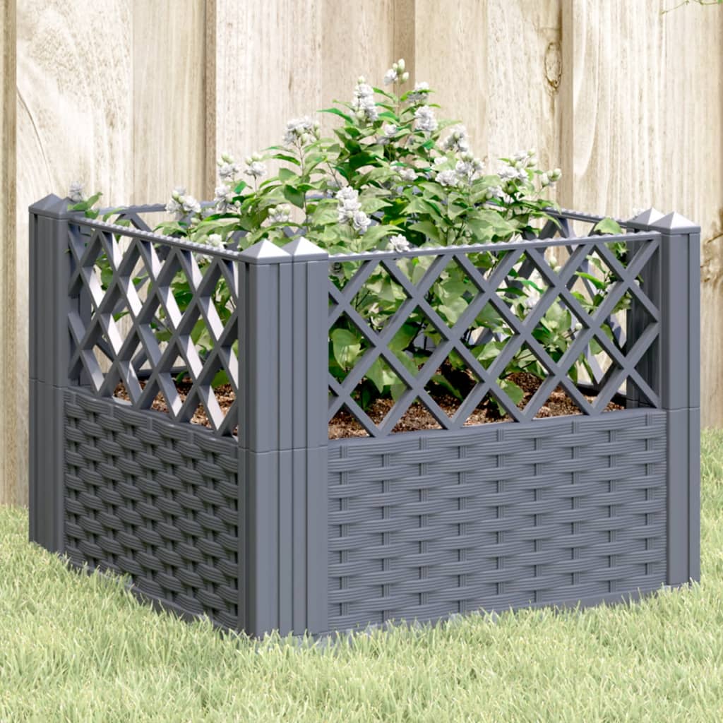 vidaXL Jardinière avec piquets gris 43,5x43,5x43,5 cm PP