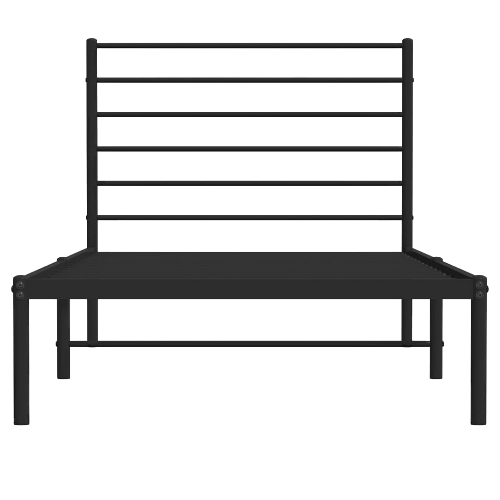 vidaXL Cadre de lit métal sans matelas avec tête de lit noir 80x200 cm