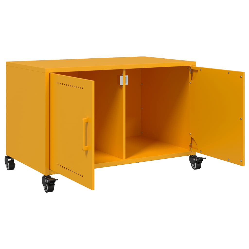 vidaXL Meuble TV jaune moutarde 68x39x43,5 cm acier