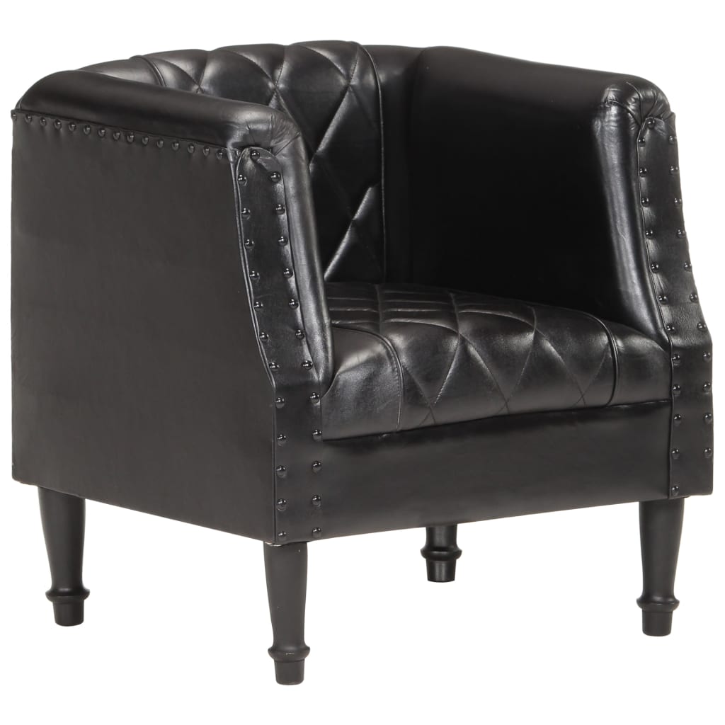 vidaXL Chaise cabriolet Noir Cuir véritable de chèvre