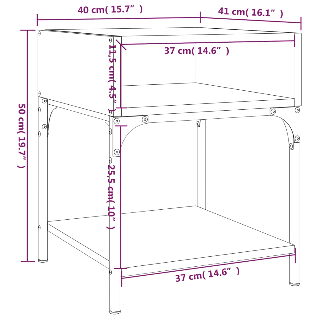 vidaXL Tables de chevet 2 pcs chêne sonoma 40x41x50 cm bois ingénierie