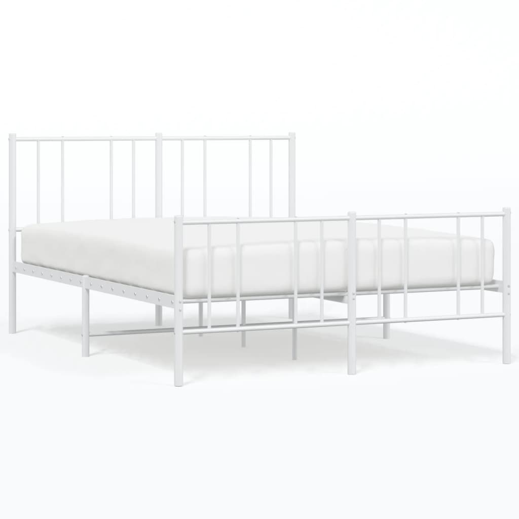 vidaXL Cadre de lit métal sans matelas et pied de lit blanc 120x190 cm