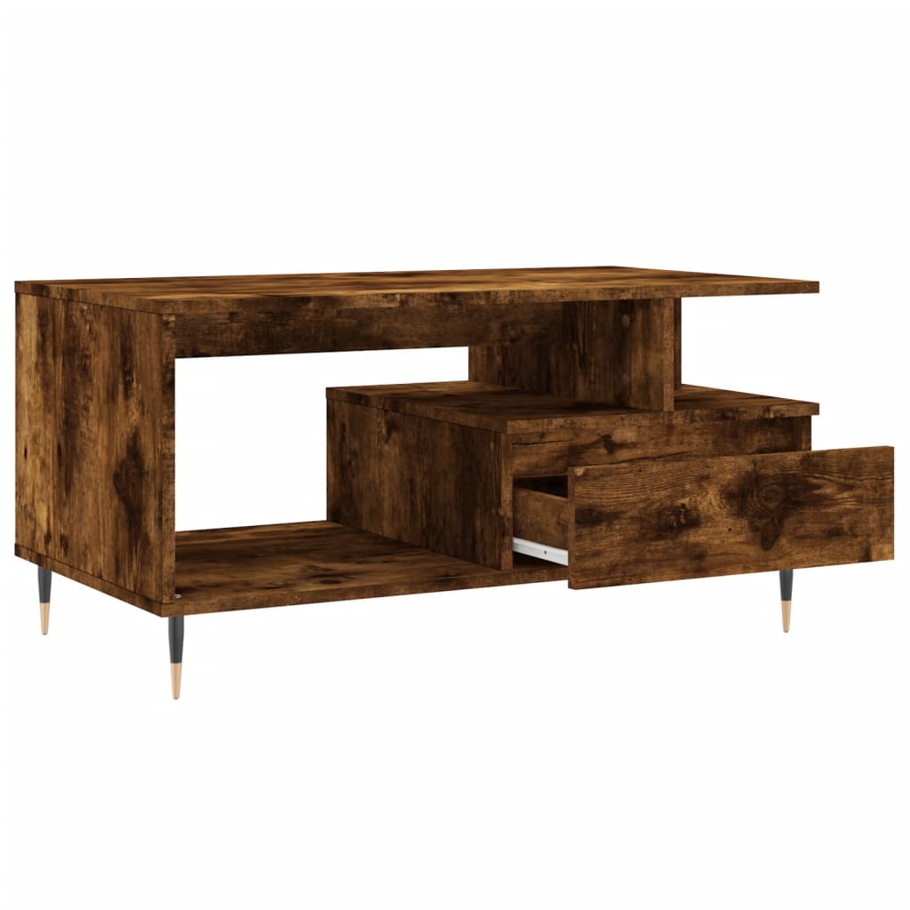 vidaXL Table basse Chêne fumé 90x49x45 cm Bois d'ingénierie