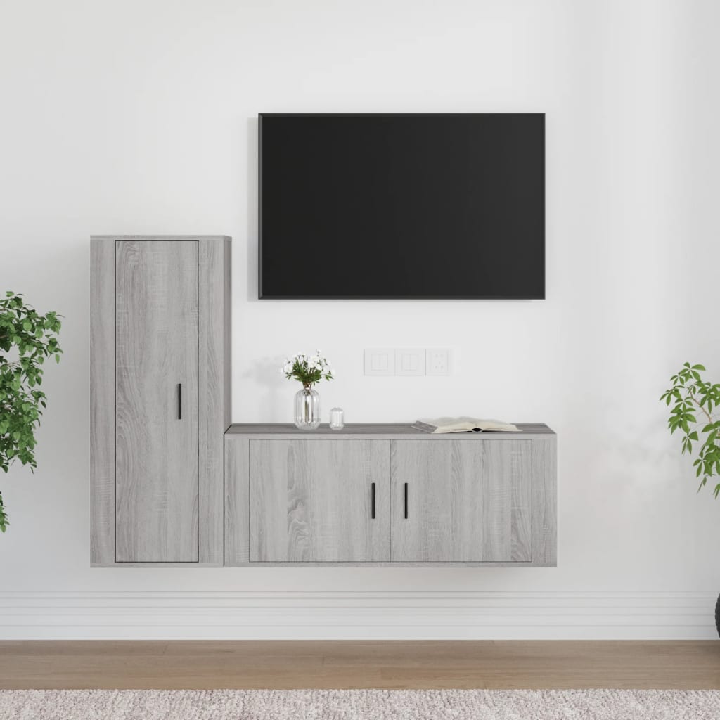 vidaXL Ensemble de meubles TV 2 pcs Sonoma gris Bois d'ingénierie