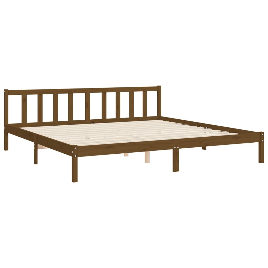 vidaXL Cadre de lit avec tête de lit marron miel 200x200cm bois massif