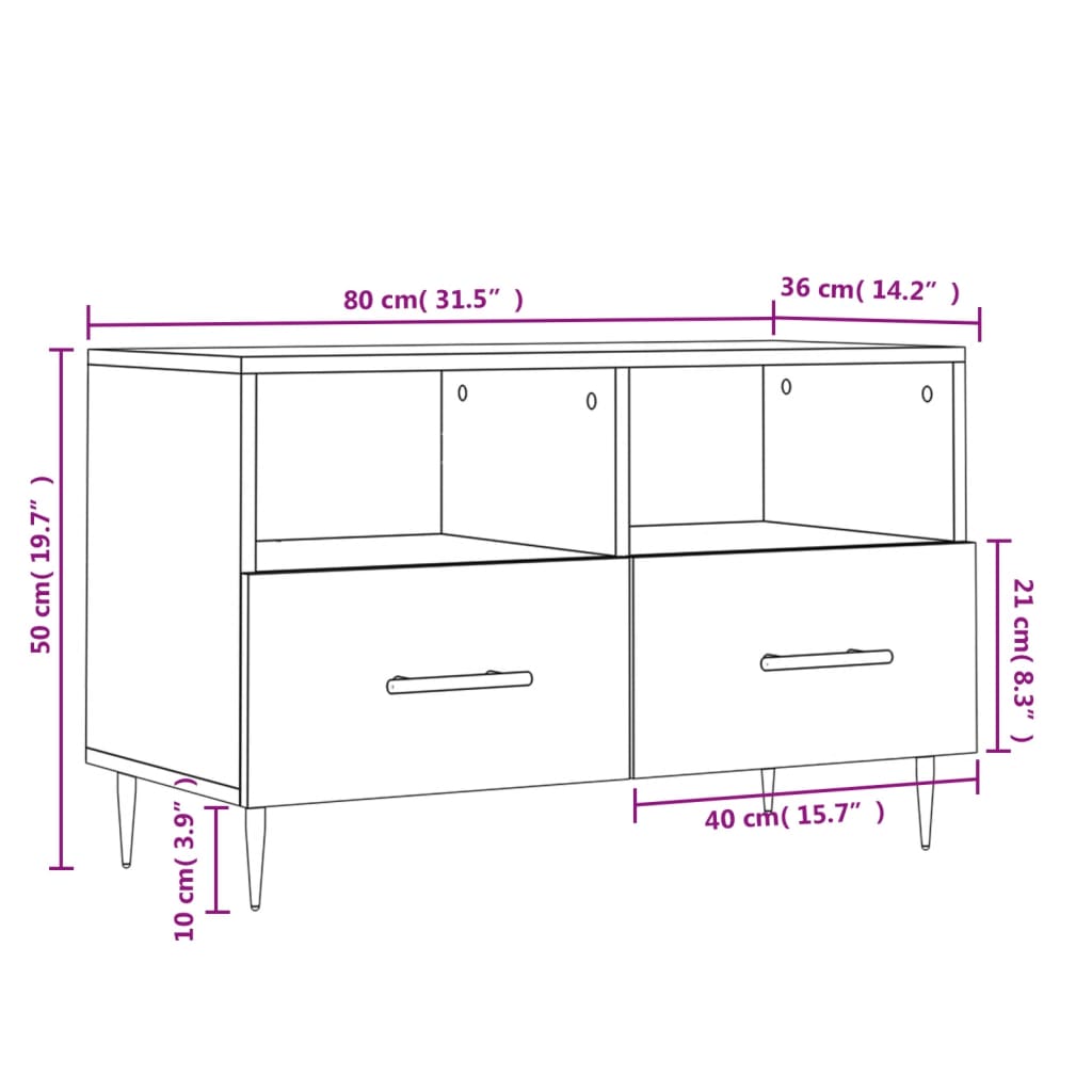 vidaXL Meuble TV Blanc 80x36x50 cm Bois d'ingénierie