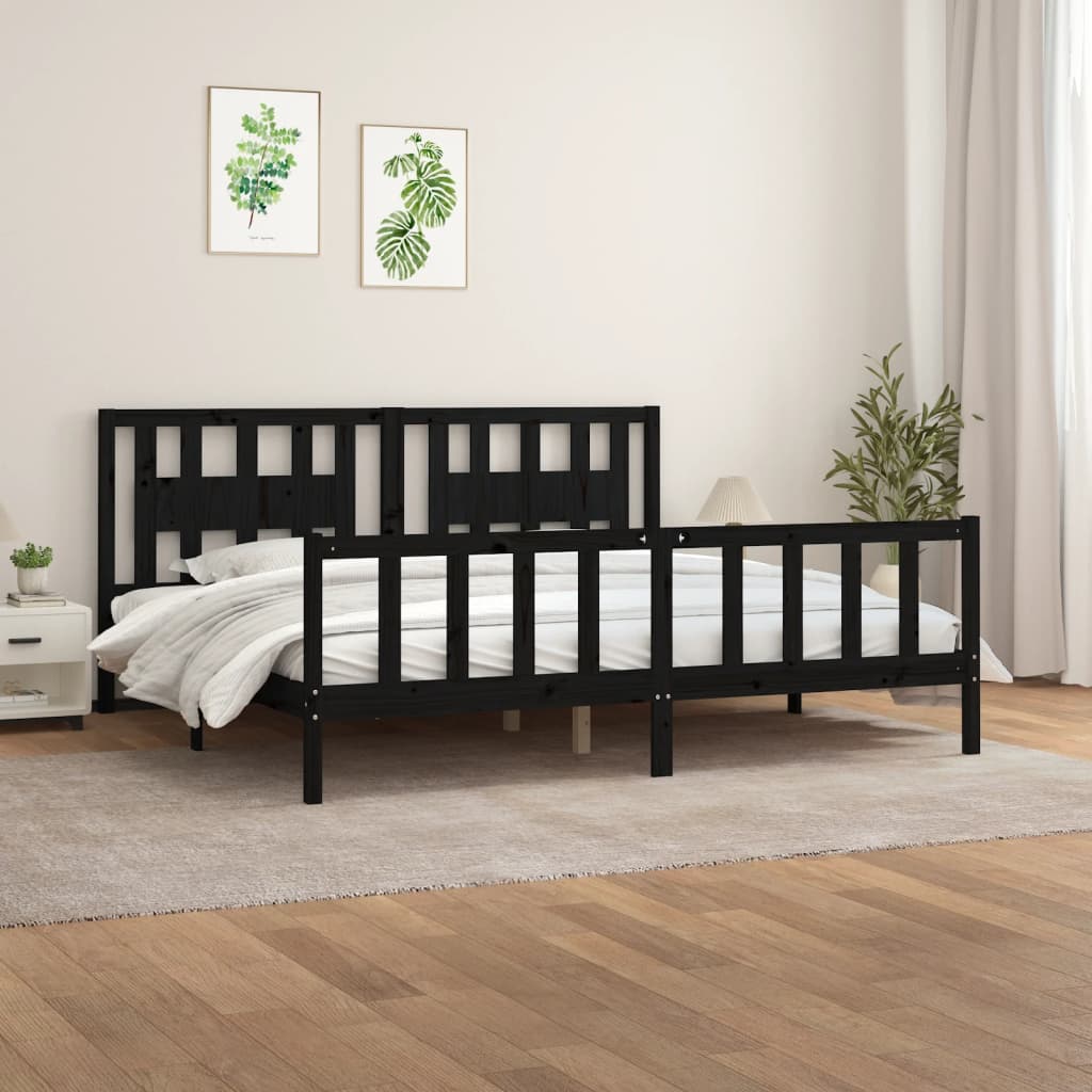 vidaXL Cadre de lit sans matelas noir bois massif de pin 200x200 cm