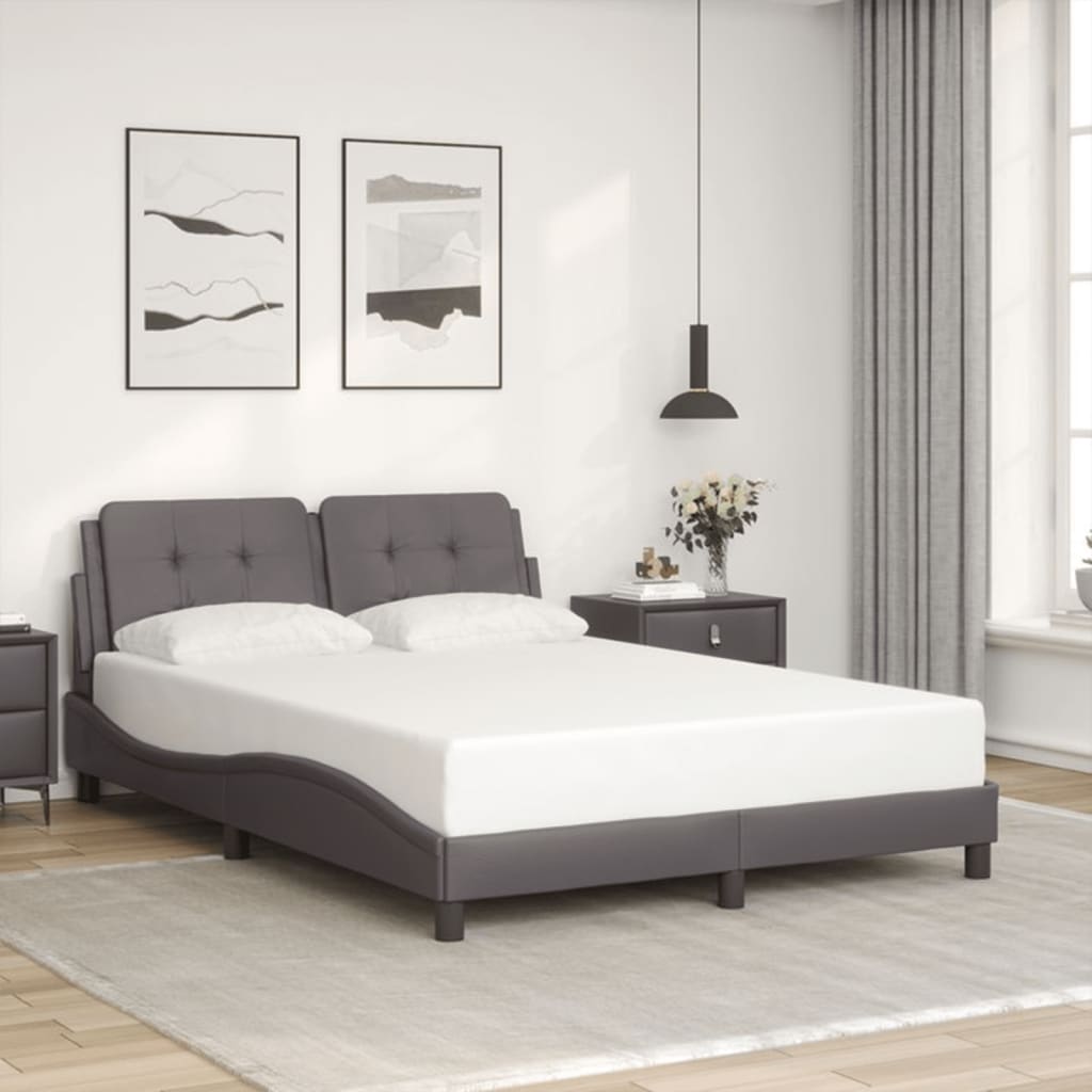 vidaXL Cadre de lit avec lumières LED gris 140x200 cm similicuir