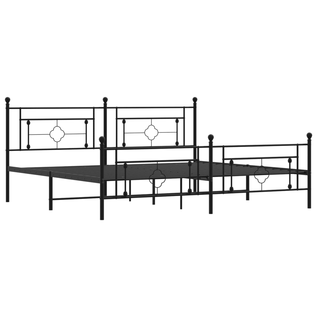 vidaXL Cadre de lit métal sans matelas avec pied de lit noir 200x200cm