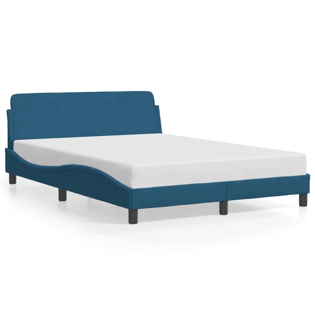 vidaXL Cadre de lit et tête de lit sans matelas bleu 140x190cm velours