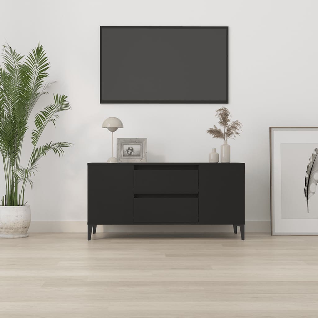 vidaXL Meuble TV Noir 102x44,5x50 cm Bois d'ingénierie