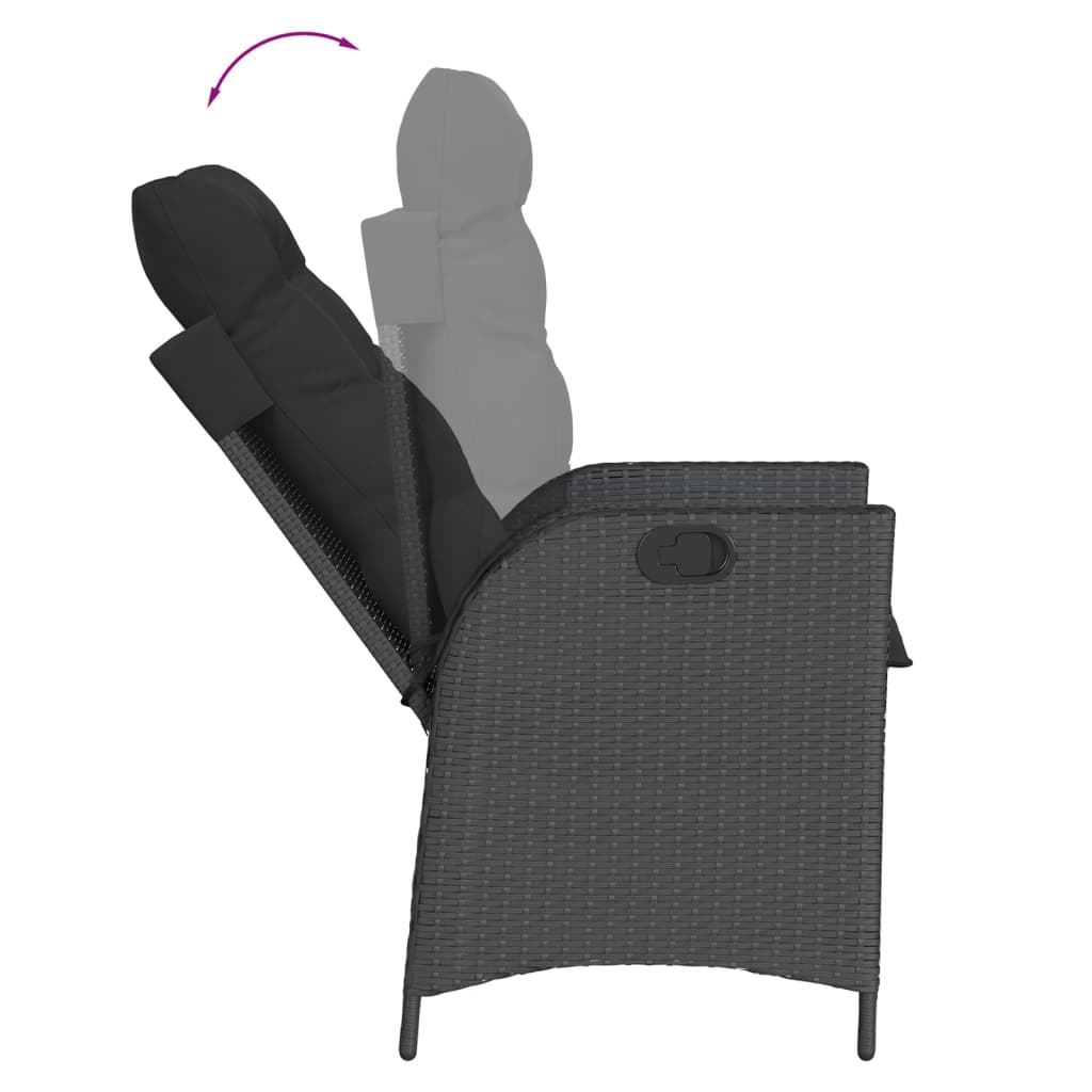 vidaXL Ensemble à manger de jardin 9pcs coussins noir résine tressée