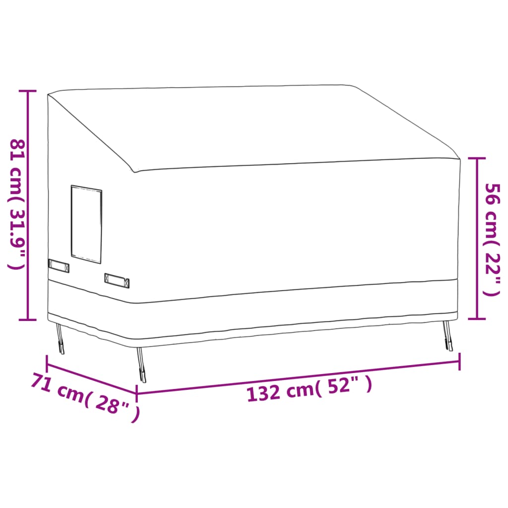 vidaXL Housses de banc 2 places 2 pcs 132x71x56/81cm tissu oxford 600D