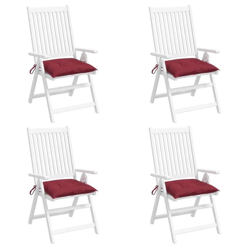 vidaXL Coussins de chaise lot de 4 rouge bordeaux 40x40x7 cm