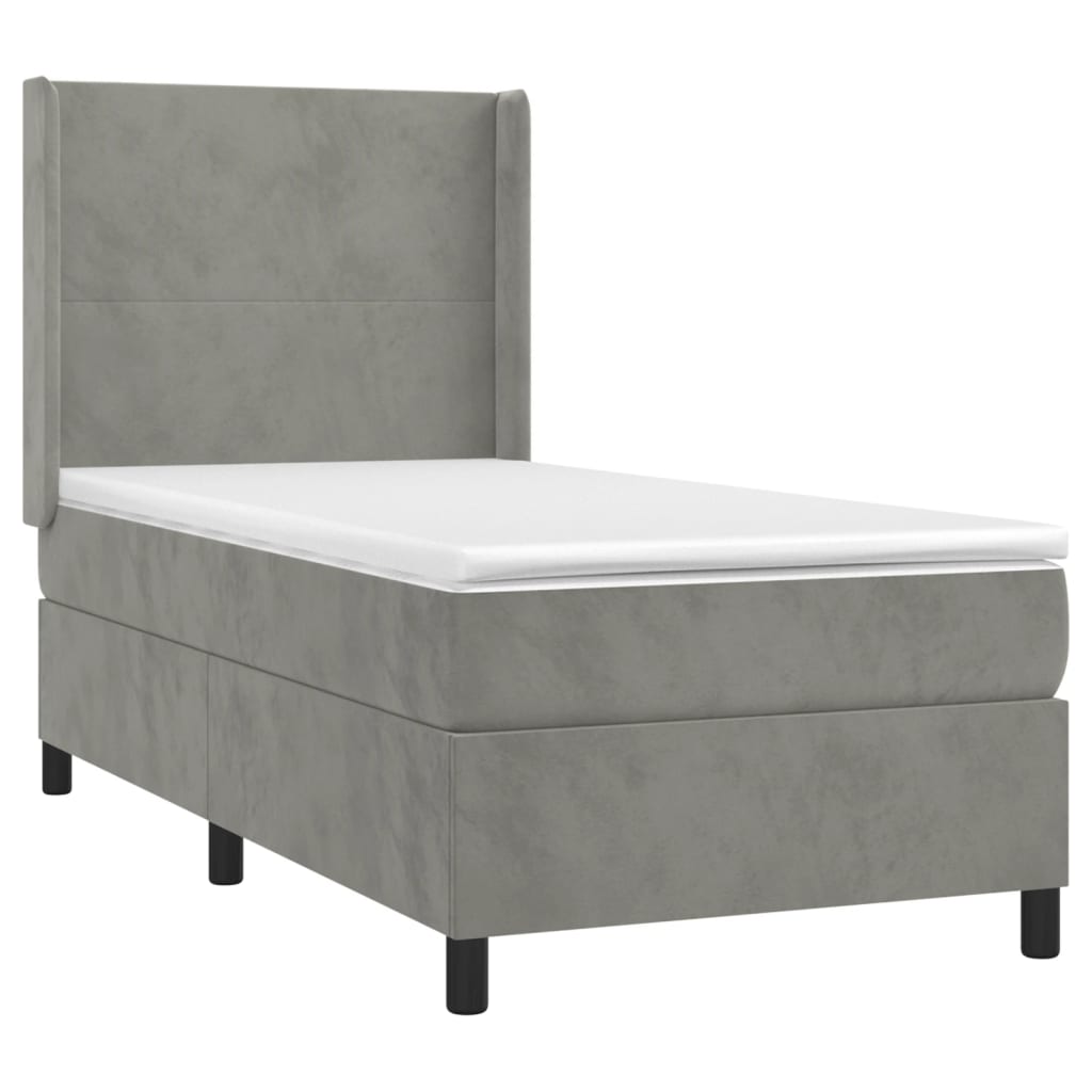 vidaXL Sommier à lattes de lit et matelas Gris clair 90x200 cm Velours