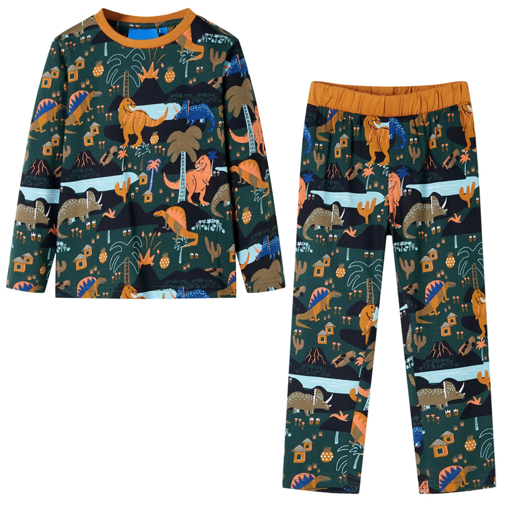 Pyjamas enfants à manches longues vert foncé 104