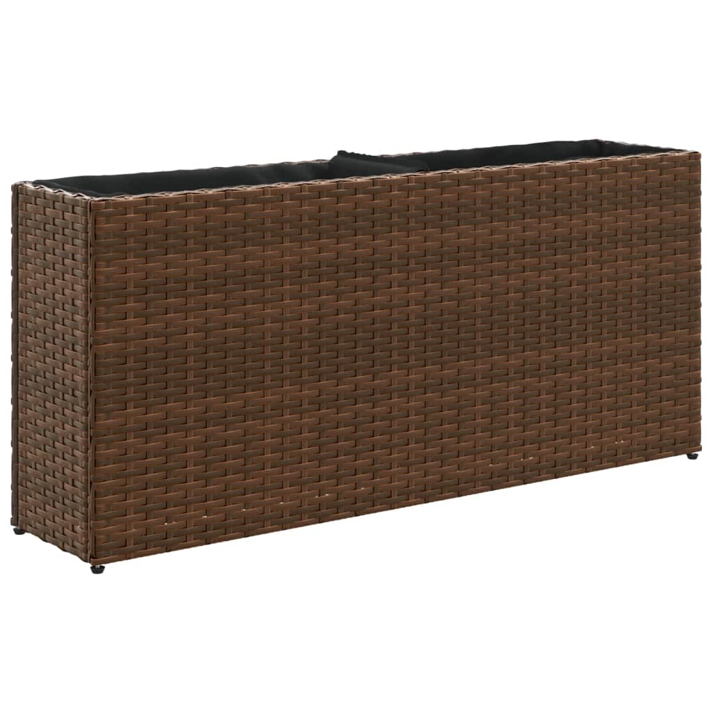 vidaXL Jardinières avec 2 pots 2 pcs marron 90x20x40 cm résine tressée