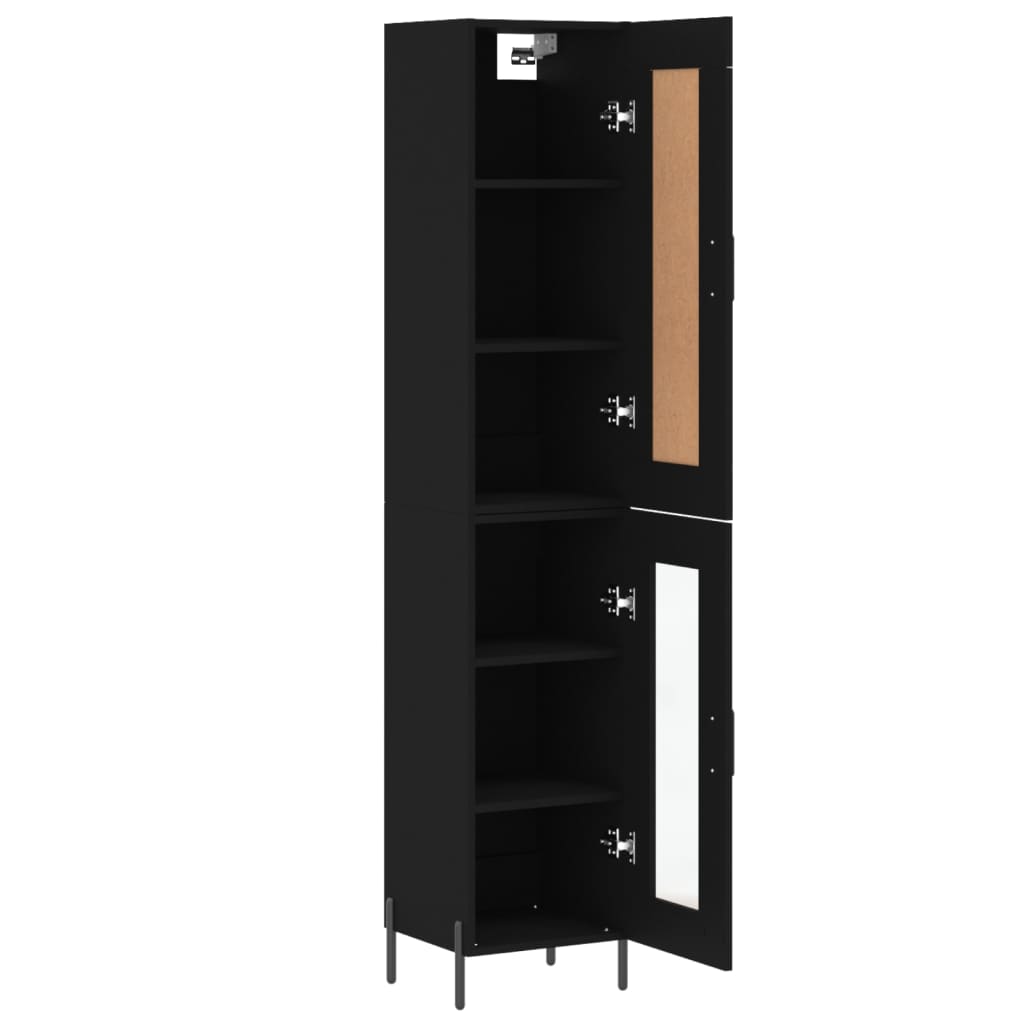 vidaXL Buffet haut Noir 34,5x34x180 cm Bois d'ingénierie